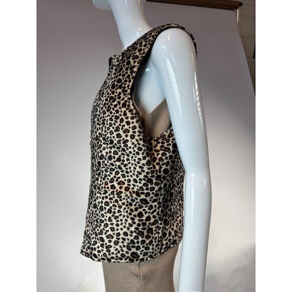 Leopard Print Polyester Reversible Vest With Front Zipper By I.N. Studio M - Picture 13 of 16